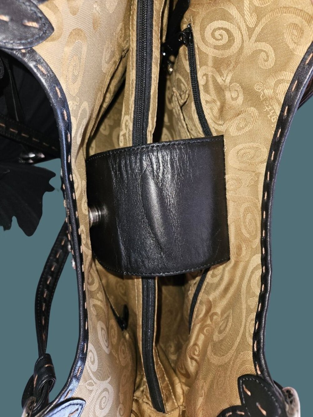 Brighton Canvas/Leather Colorful Floral Boho Hobo Stitched Tote Shoulder Bag - Picture 7 of 16